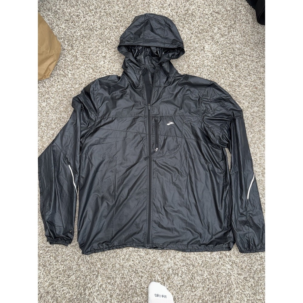 Brooks All Altitude Lightweight Packable Rain Jacket‎ Black Men's Size XL